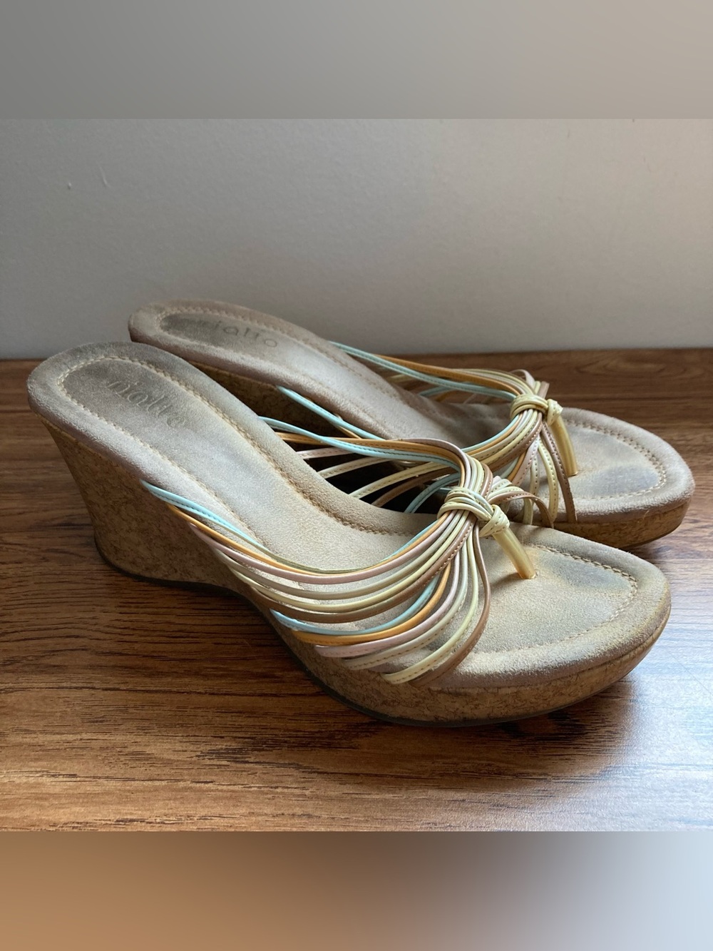 Rialto Muted Pastels Wedge Sandals 8.5